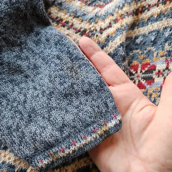 Tiara Navy Fair Isle Zip-Front Cardigan Sweater - Picture 11 of 11